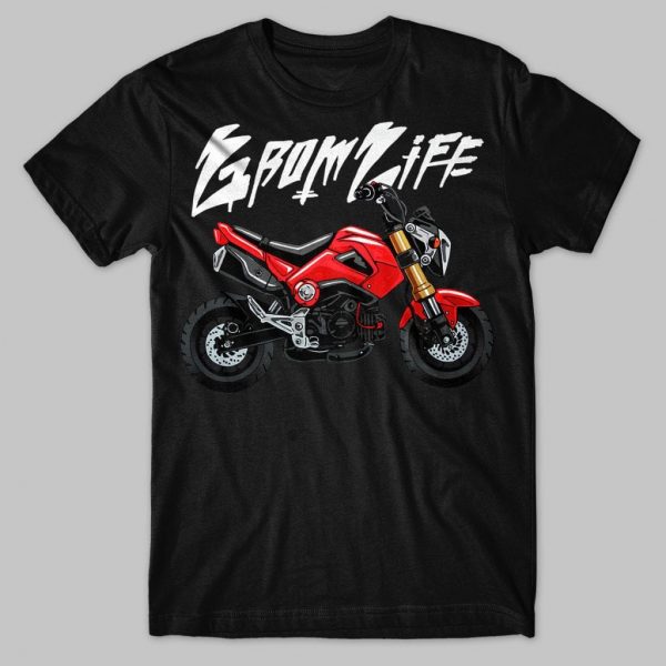 Honda MSX125 Grom Life T-shirt Red Merchandise & Clothing Motorcycle Apparel