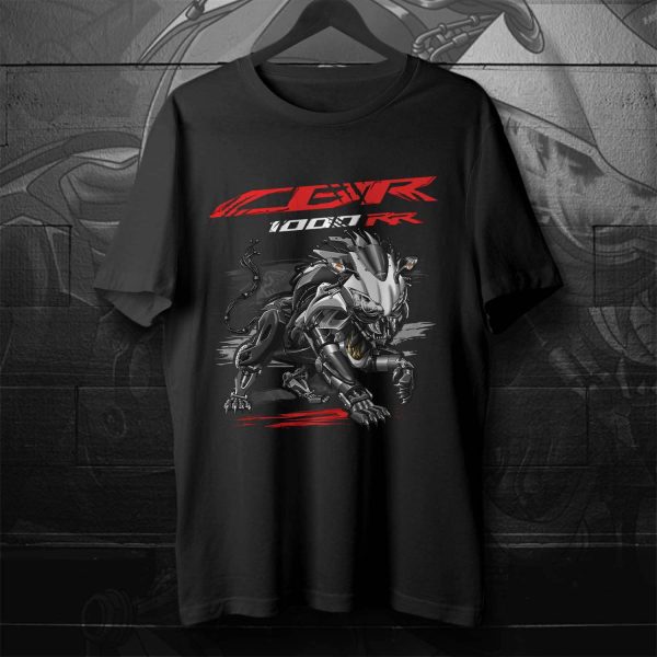 T-shirt Honda CBR1000RR Lion 2008 Black & Metallic Silver Merchandise & Clothing Motorcycle Apparel