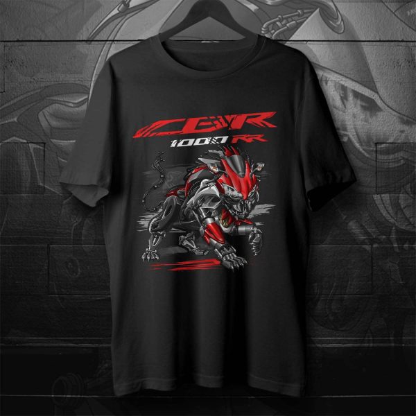 T-shirt Honda CBR1000RR Lion 2008 Candy Dark Red & Metallic Silver Merchandise & Clothing Motorcycle Apparel