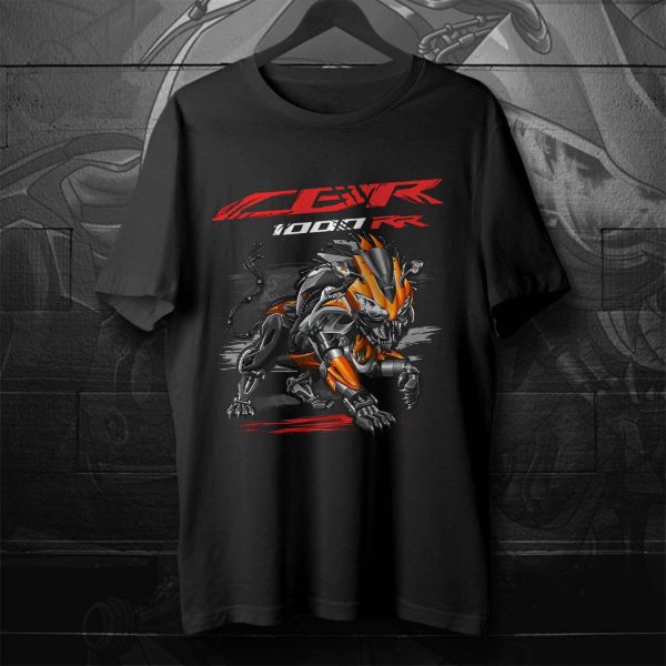 T-shirt Honda CBR1000RR Lion 2010 Digital Silver Metallic Pearl Fire Orange Merchandise & Clothing Motorcycle Apparel