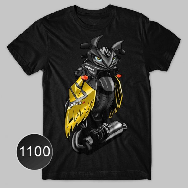 T-shirt Honda CBR600F4i Owl Black & Pearl Flash Yellow Merchandise & Clothing Motorcycle Apparel