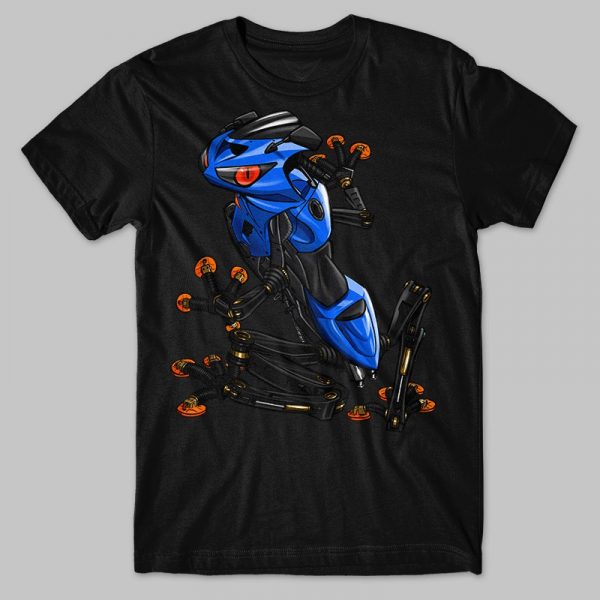 T-shirt Kawasaki Ninja ZX6R Frog Candy Plasma Blue Merchandise & Clothing Motorcycle Apparel