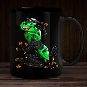 Black Mug Kawasaki Ninja ZX6R Frog Lime Green Merchandise & Clothing