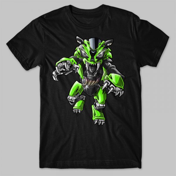 T-shirt Kawasaki Ninja ZX10R Tiger Black-Green Merchandise & Clothing Motorcycle Apparel