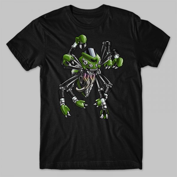 T-shirt Kawasaki Ninja ZX14R Spider Green Merchandise & Clothing Motorcycle Apparel