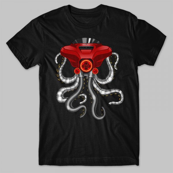 T-shirt Harley Street Glide Octopus Red Merchandise & Clothing Motorcycle Apparel