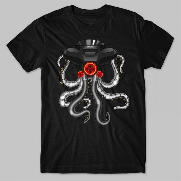 T-shirt Harley Street Glide Octopus Black Merchandise & Clothing Motorcycle Apparel