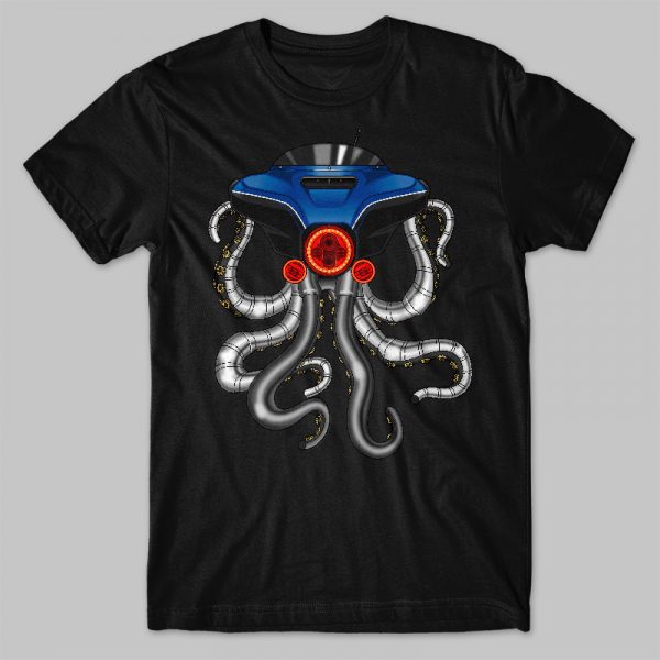 T-shirt Harley Street Glide Octopus Blue+Black Merchandise & Clothing Motorcycle Apparel