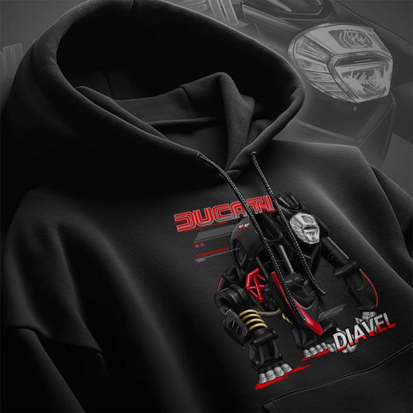 Hoodie Ducati Diavel Gorilla Black Red Merchandise & Clothing