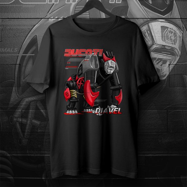 T-Shirts Ducati Diavel Gorilla Gray-Red Merchandise & Clothing