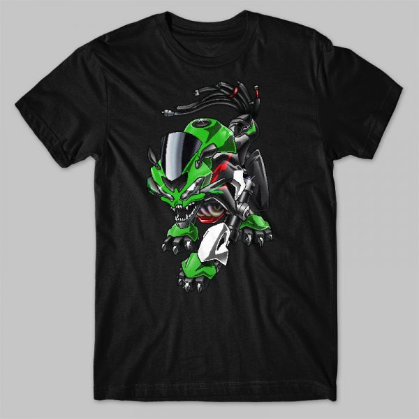 T-shirt Kawasaki Ninja ZX6R Beast Lime Green & Blizzard White Merchandise & Clothing Motorcycle Apparel