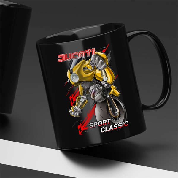 Black Mug Ducati Sport Classic Robot Yellow Merchandise & Clothing Motorcycle Apparel