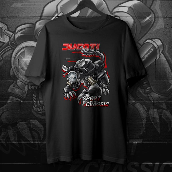 T-shirt Ducati Sport Classic Wolf Black Merchandise & Clothing Motorcycle Apparel