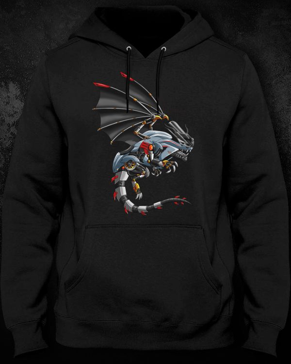 Kawasaki Ninja ZX14R Dragon Hoodie 2022 Storm Gray & Diablo Black Merchandise & Clothing Motorcycle Apparel