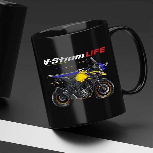 Black Mug Suzuki V-Strom 650 Champion Yellow ( Yellow Gold Rims) Merchandise & Clothing Motorcycle Apparel