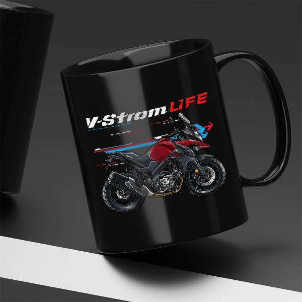 Black Mug Suzuki V-Strom 650 Candy Daring Red Merchandise & Clothing Motorcycle Apparel