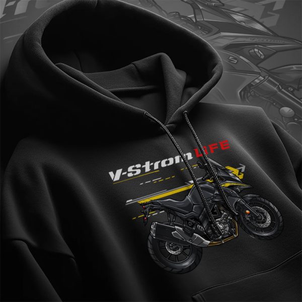 Hoodie Suzuki V-Strom 650 Glass Sparkle Black Merchandise & Clothing Motorcycle Apparel