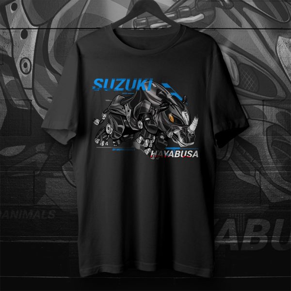 T-shirt Suzuki Hayabusa Rhino 2003 2004 Metallic Flint Gray & Pearl Novelty Black