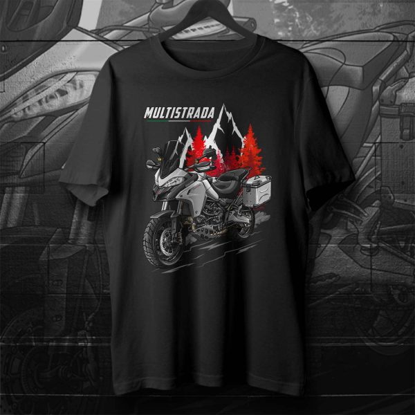 T-shirt Ducati Multistrada Merchandise 1200 Enduro Star White Silk with Racing Grey + Saddlebags
