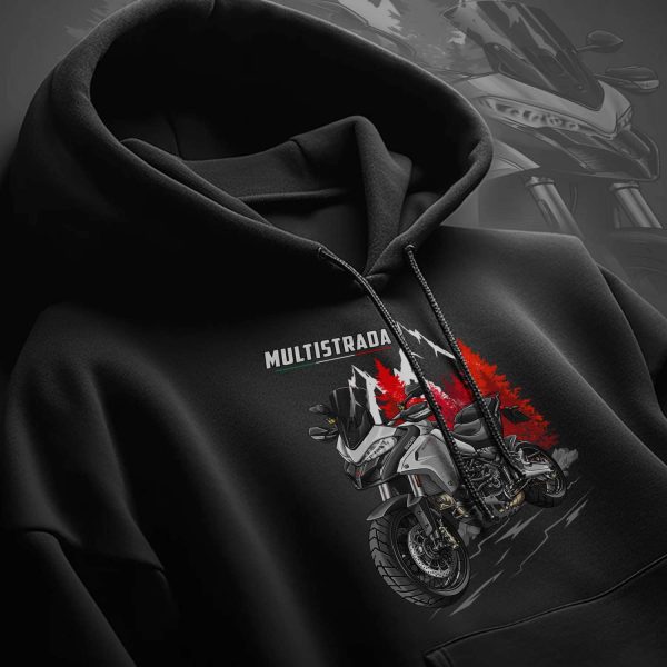 Motorcycle Hoodie Ducati Multistrada 1200 Merchandise Enduro Star White Silk with Racing Grey