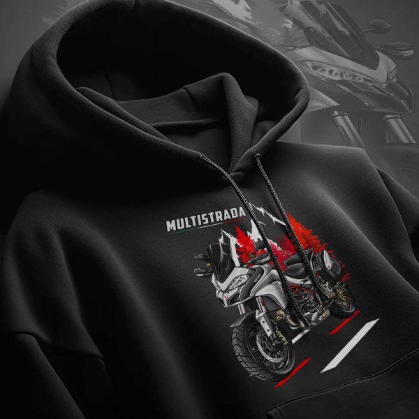 Motorcycle Hoodie Ducati Multistrada 1200 Merchandise Iceberg White + Saddlebags