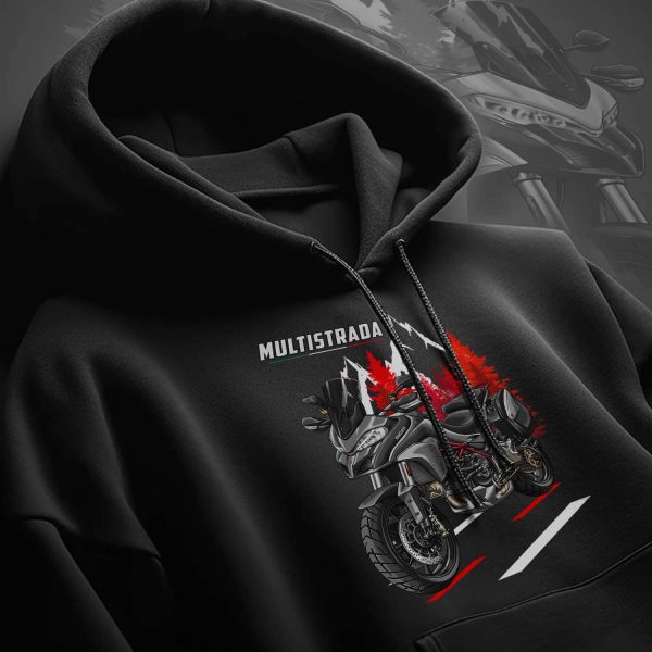 Motorcycle Hoodie Ducati Multistrada 1200 S Merchandise Volcano Grey + Saddlebags