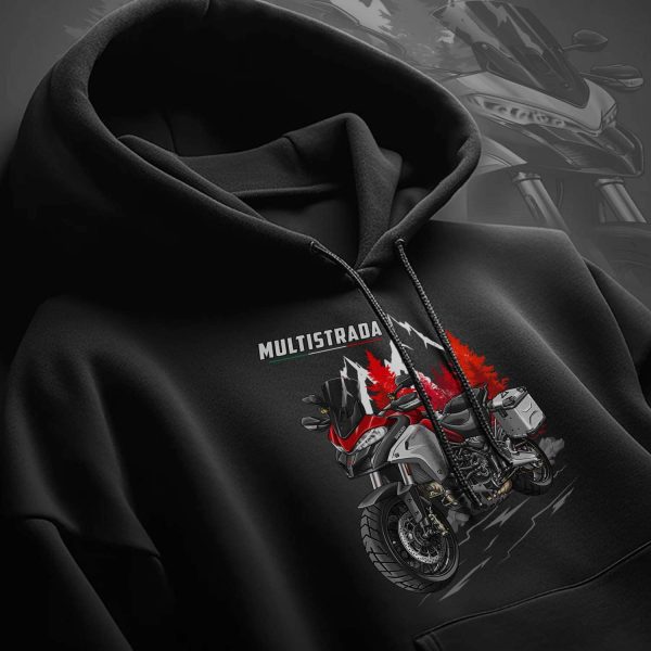 Motorcycle Hoodie Ducati Multistrada 1260 Merchandise Enduro Red + Saddlebags