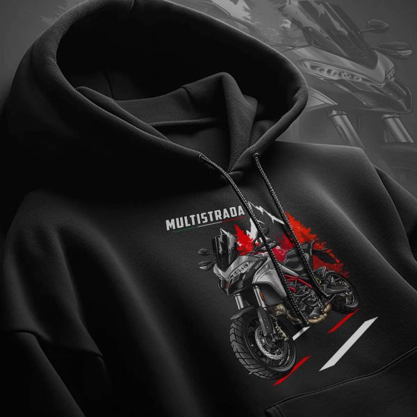 Motorcycle Hoodie Ducati Multistrada 950 S Merchandise Glossy Grey
