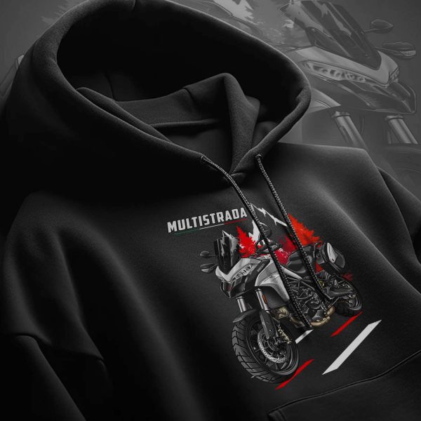 Motorcycle Hoodie Ducati Multistrada 950 Merchandise White Silk + saddlebags