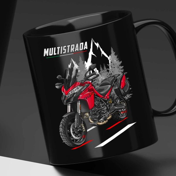 Black Mug Ducati Multistrada V2 S Merchandise Red + Saddlebags