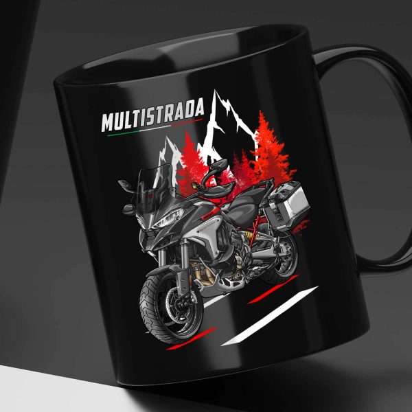 Black Mug Ducati Multistrada V4 Merchandise Rally Brushed Alumiuum and Matt Black