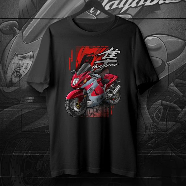 T-shirt Suzuki GSXR Hayabusa Merchandise 2000 Candy Velvety Red & Metallic Urban Grey