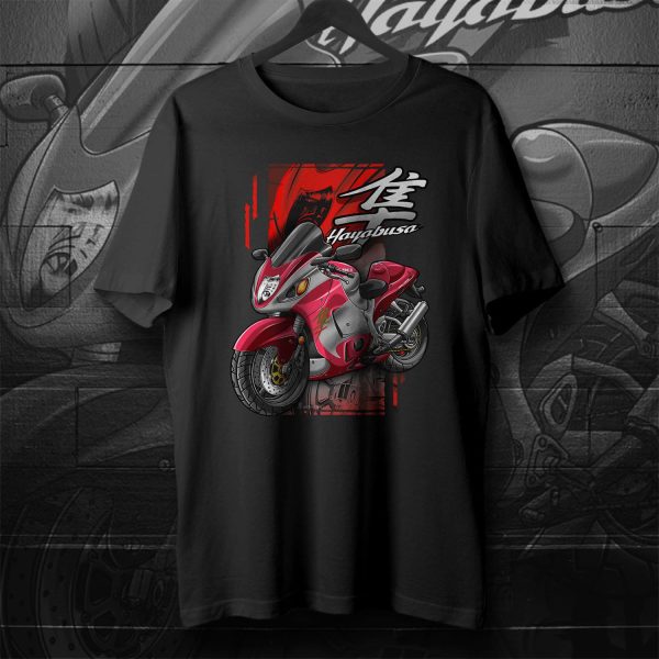T-shirt Suzuki GSXR Hayabusa Merchandise 2001 Candy Vervety Red & Metallic Galaxy Silver