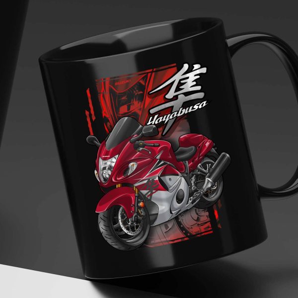 Black Mug Suzuki Hayabusa Merchandise GSX1300R 2016 Candy Daring Red & Metallic Mystic Silver