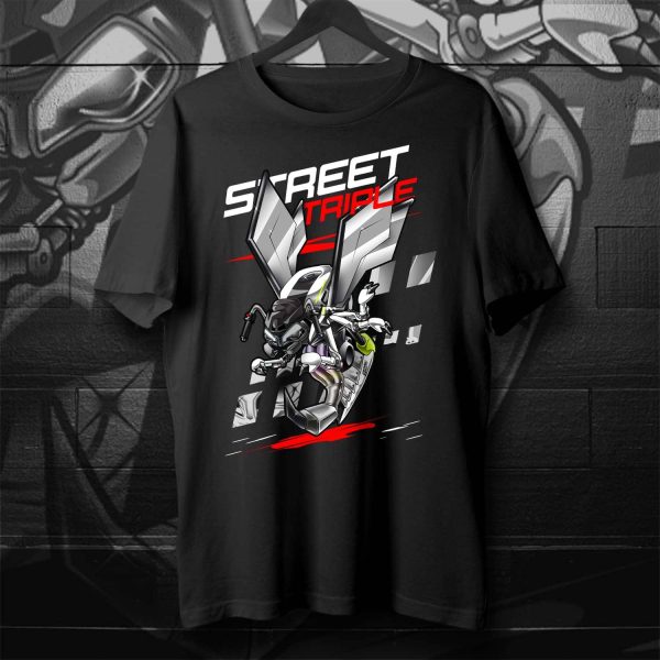 T-shirt Triumph Street Triple 765 Moto2 Edition Crystal White & Yellow Wasp, Street Triple 765 Moto2 Clothing, Triumph Street Triple Merchandise for Bikers