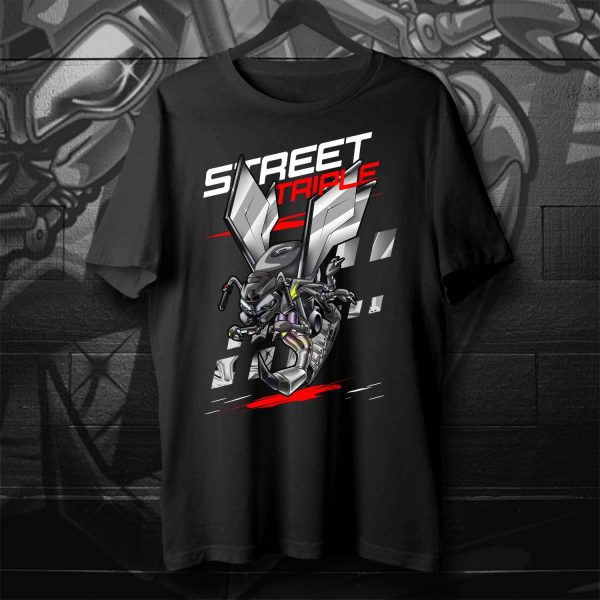 T-shirt Triumph Street Triple 765 R Silver Ice & Storm Grey & Yellow Wasp, Street Triple 765 Moto2 Clothing, Triumph Street Triple Merchandise for Bikers