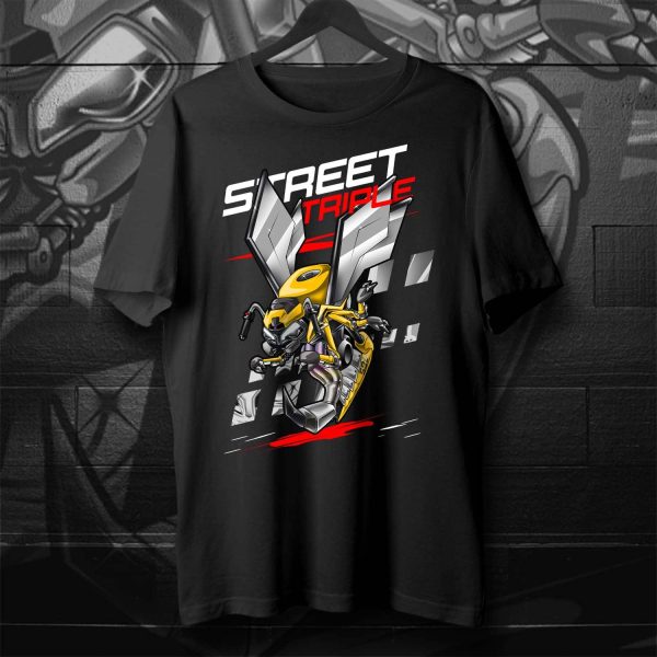T-shirt Triumph Street Triple 765 RS Cosmic Yellow & Carbon Black & Aluminum Silver Wasp, Street Triple 765 Moto2 Clothing, Triumph Street Triple Merchandise for Bikers