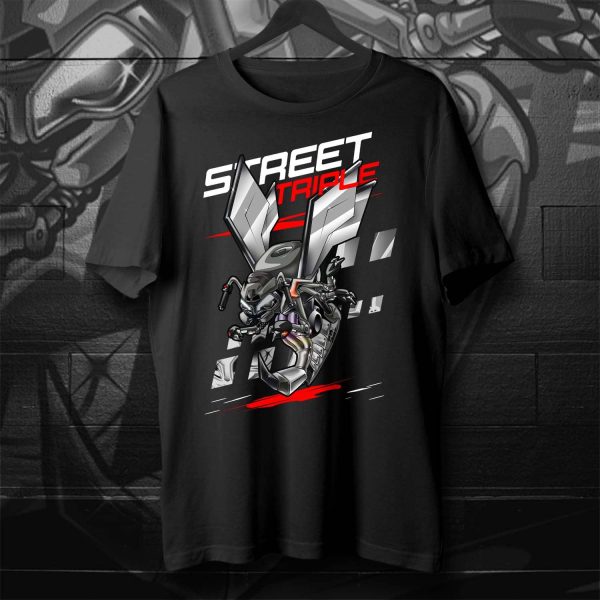 T-shirt Triumph Street Triple 765 RS Silver Ice & Baja Orange & Storm Grey Wasp, Street Triple 765 Moto2 Clothing, Triumph Street Triple Merchandise for Bikers