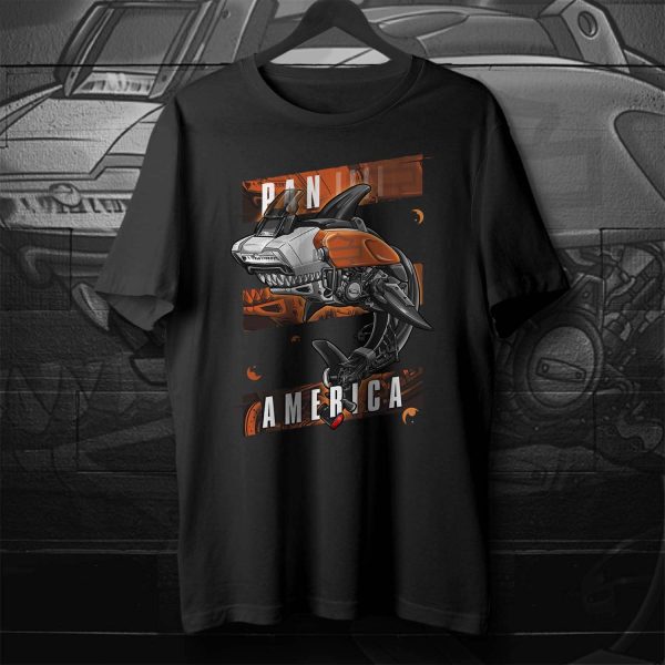 Motorcycle T-shirt Pan America Shark Baja Orange Harley Davidson Merchandise