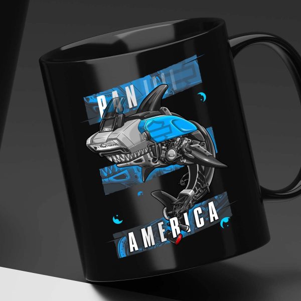 Motorcycle Black Mug Pan America Shark Fastback Blue & White Sand Pearl Harley Davidson Merchandise