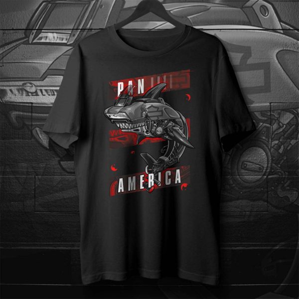 Motorcycle T-shirt Pan America Shark Gauntlet Gray Metallic Harley Davidson Merchandise