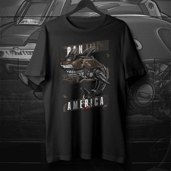 Motorcycle T-shirt Pan America Shark River Rock Gray Harley Davidson Merchandise