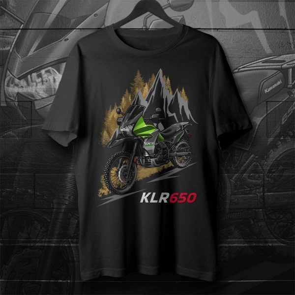 T-shirt Kawasaki KLR 650 2013-2016 Candy Lime Green & Ebony, Kawasaki KLR650 Merchandise, Kawasaki KLR650E Clothing