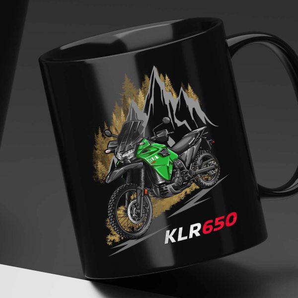 Black Mug Kawasaki KLR650 Candy Lime Green, Kawasaki KLR650 Merchandise, Kawasaki KLR650S Clothing