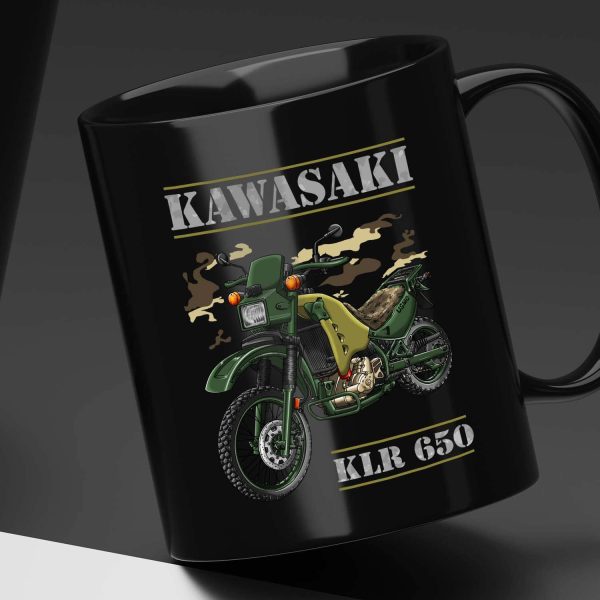 Black Mug Kawasaki KLR650 Diesel Military Green, Kawasaki KLR650 Merchandise, Kawasaki KLR650/HDT M1030M1 Clothing