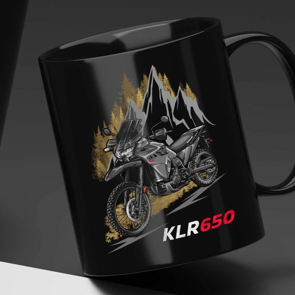 Black Mug Kawasaki KLR650 Pearl Storm Gray, Kawasaki KLR650 Merchandise, Kawasaki KLR650S Clothing