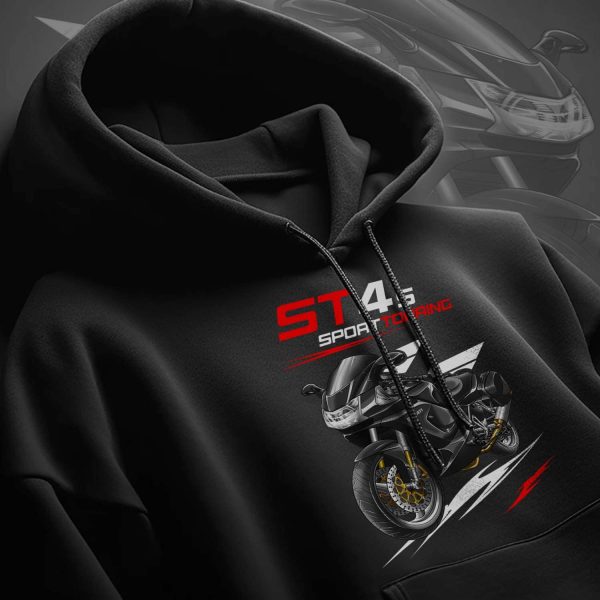 Hoodie Ducati ST4S Gloss Black + Saddlebags, Ducati ST Merchandise, ST4S Clothing