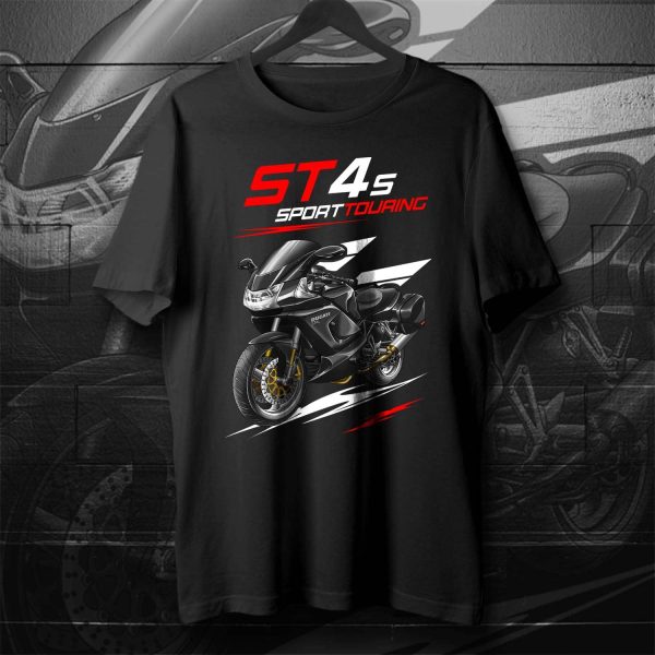 T-shirt Ducati ST4S Gloss Black + Saddlebags, Ducati ST Merchandise, ST4S Clothing