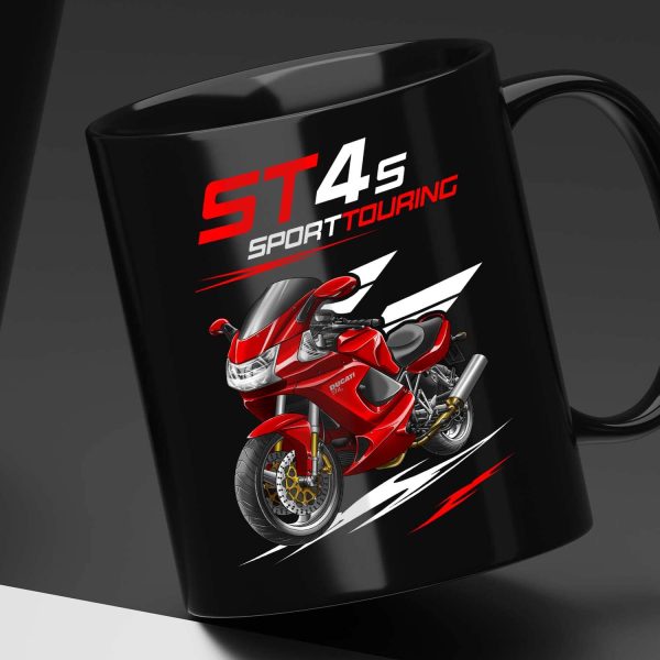 Black Mug Ducati ST4S Red, Ducati ST Merchandise, ST4S Clothing