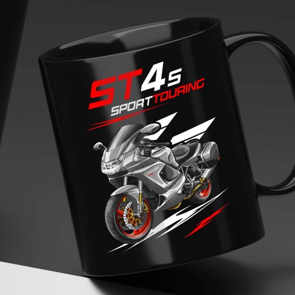 Black Mug Ducati ST4S Senna Gray + Saddlebags, Ducati ST Merchandise, ST4S Clothing